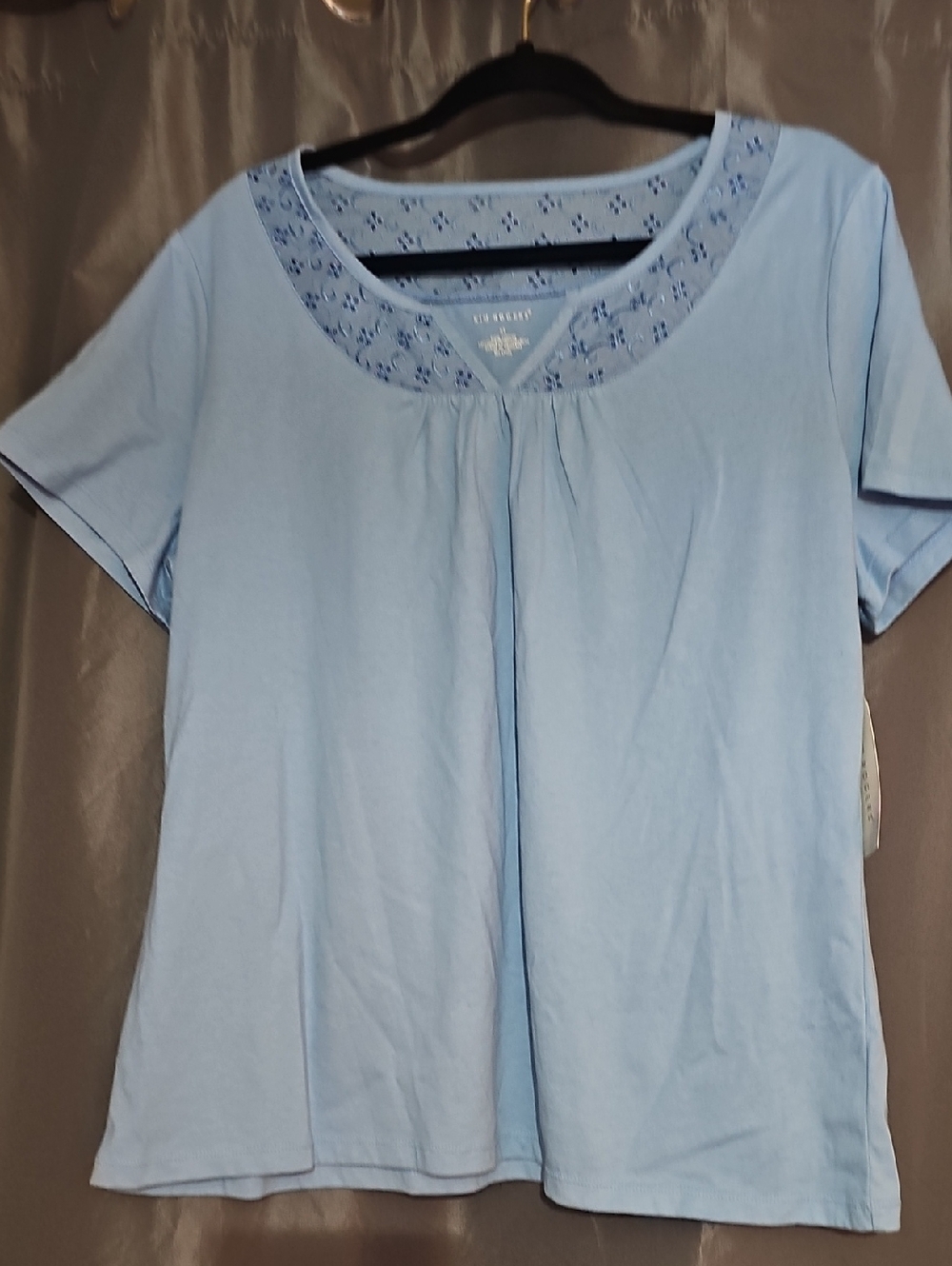 Kim Rogers Light Blue Short Sleeve Scoop Neck Tee